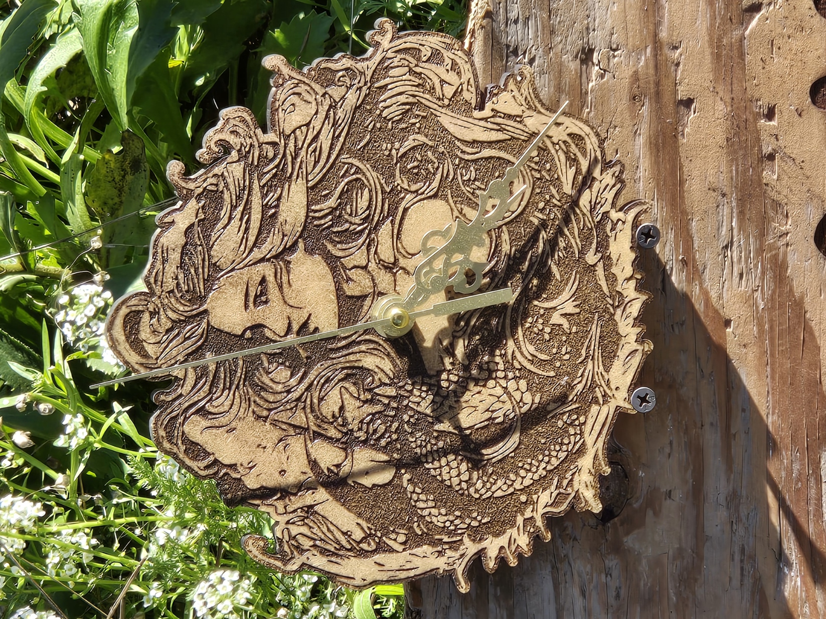 Laser engraved mermaid clock